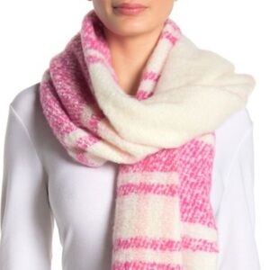 Nwt Free People Gemini Plaid Pink Blanket Scarf